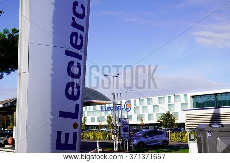Bordeaux , Aquitaine / France - 11 13 2019 : Leclerc Shop Sign Store Facade With Logo E.leclerc Fren