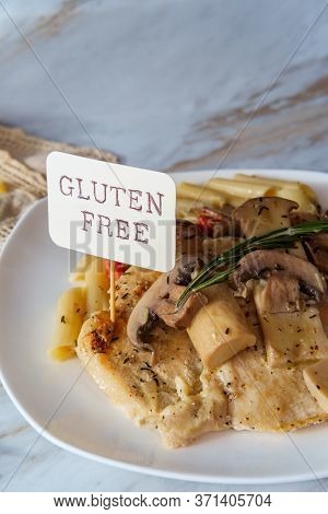 Creamy Italian Chicken Marsala With King Oyster Mushrooms And Sundried Tomatoes Served Over Penne Ri