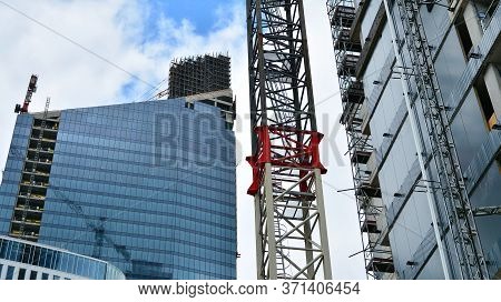 Warsaw, Poland. 14 June 2020. Roundabout Daszynski. New Skyscrapers In The Financial District Of Dow