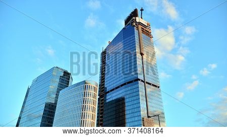 Warsaw, Poland. 14 June 2020. Roundabout Daszynski. New Skyscrapers In The Financial District Of Dow