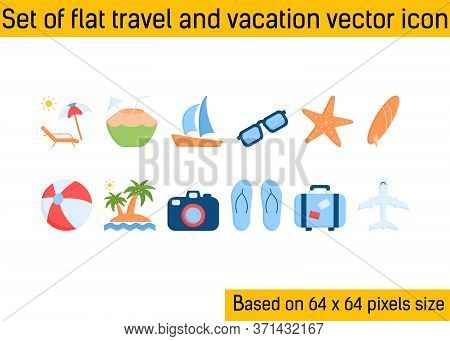 Beach Premium Icon With Flat Style Isolated On White Background. Vector Icon Design Template For Gra