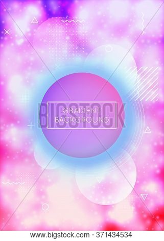 Fluorescent Cover With Liquid Neon Shapes. Purple Fluid. Luminous Background With Bauhaus Gradient. 