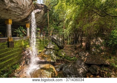 An Amazing Waterfall In Wat Tham Heo Sin Chai Haewsindhuchai Cave In Ubon Ratchathani Province Of No