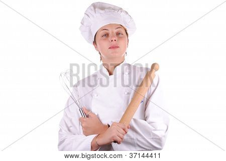 Junge weibliche Chef Uniform