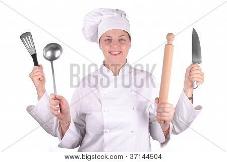 Junge weibliche Chef Uniform