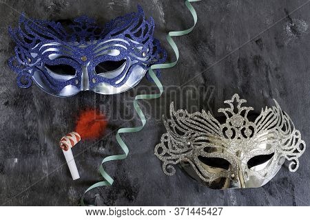 Silvery And Blue Carnival Masks