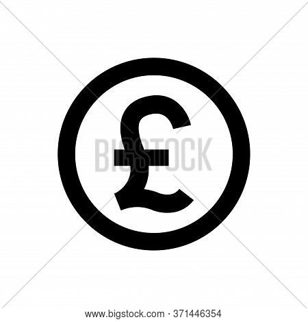 Pound Currency Coin Black For Icon Isolated On White, Pound Money For App Symbol, Simple Flat Pound 