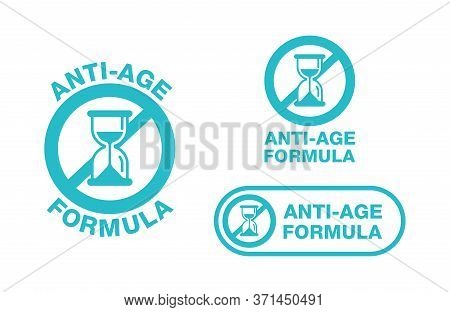 Anti-age Formula Stamp - Emblem For Anti-aging Cosmetics Or Cosmetology Products Packaging - Crossed