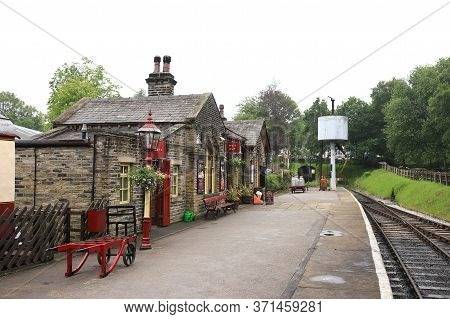 Oxenhope, England - June 24:  The View Along The Platform Of Oxenhope Station On The Keighley And Wo