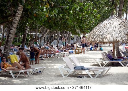 Dominican Republic, Bayahibe, Catalonia Gran Dominicus Hotel -12 June 2019: Tropical Beach In Caribb