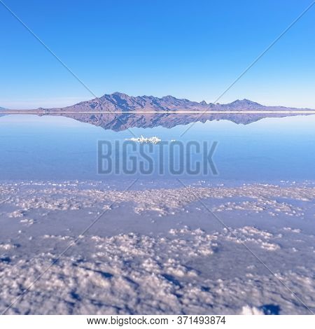 Square Wide Angle View Of The Bonnievale Salt Flats, Utah