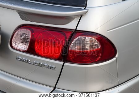 Novosibirsk, Russia - 11.06.20: Rear Taillamp View Of Toyota Caldina Car Of 2000 Release In The Back