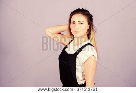 Hair Crimping Method Styling Hair Becomes Wavy Zigzag Fashion. Voluminous Crimped Hair. Popular Look