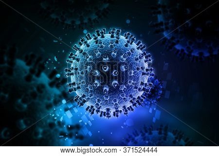 3d Rendered  Herpes Virus Isolated On Color Background