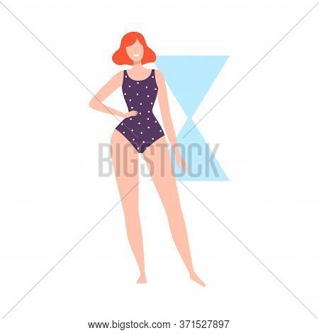 Beautiful Woman In Swimsuit, Female Hourglass Body Shape Flat Style Vector Illustration