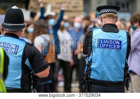 Richmond, North Yorkshire, Uk - June 14, 2020: Police Liaison Officers At A Black Lives Matter Prote