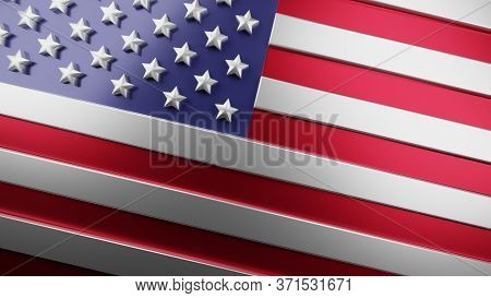 American Flag, Geometrical Design Background. Digital 3d Render.