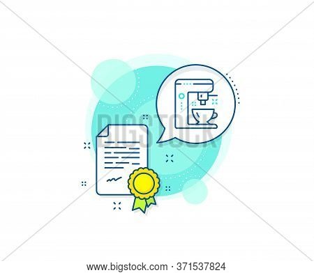 Tea Machine Sign. Certification Complex Icon. Coffee Maker Line Icon. Hotel Service Symbol. Certific