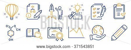 Set Of Education Icons, Such As Survey Checklist, Chemical Formula. Certificate, Save Planet. Approv