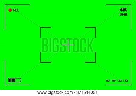 Green Screen, Chromakey Background. Blank Green Background With Vfx Motion Tracking Markers. Screen 
