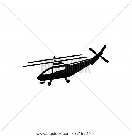 Helicopter, Fly Transport, Aviation. Flat Vector Icon Illustration. Simple Black Symbol On White Bac