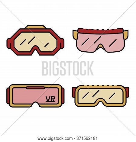 Goggles Icon Set. Outline Set Of Goggles Vector Icons Thin Line Color Flat Isolated On White