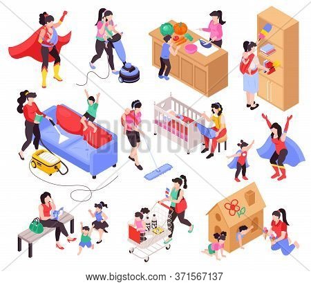 Super Mom Vacuum Cleaning Working With Babies Shopping Playing With Toddlers Cooking With Kids Isome