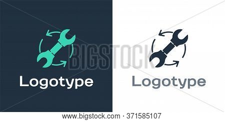 Logotype Wrench Spanner And Arrows As Workflow Icon Isolated On White Background. Adjusting, Service