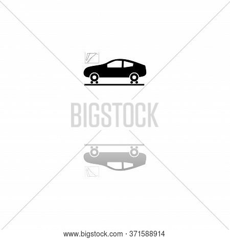 Car Diagnostics. Black Symbol On White Background. Simple Illustration. Flat Vector Icon. Mirror Ref