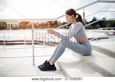 Woman Fitness In Beautiful Style On White Backgrou