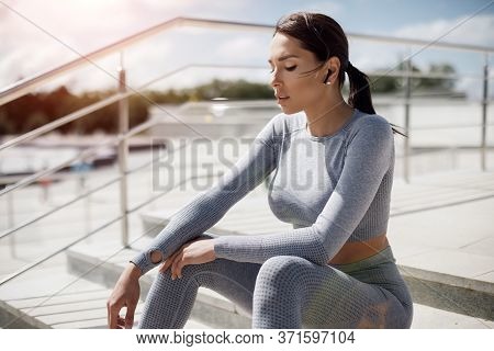 Woman Fitness In Beautiful Style On White Backgrou