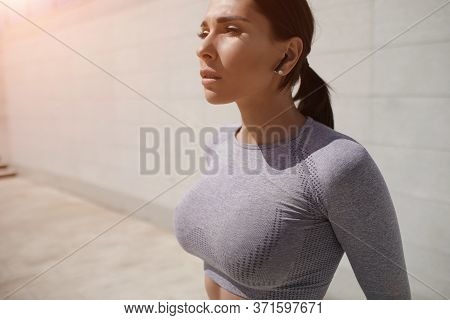 Close Up Fashion Portrait Of Woman Fitness