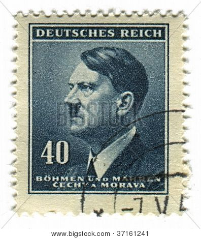 เยอรมนี - เซอร์กา 1937: แสตมป์พิมพ์ในเยอรมนีแสดงภาพของ Adolf Hitler Ge ที่เกิดที่ออสเตรีย