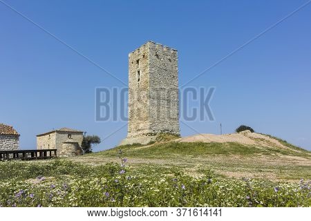 Byzantine Tower In Town Of Nea Fokea, Chalkidiki, Greece