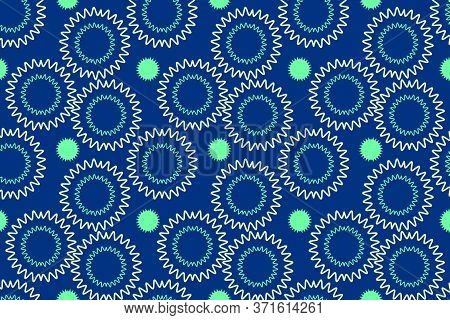 Abstract Blue Seamless Pattern Inspired On Sunflowers And Summer Vibes. Vector Repeated Pattern Desi