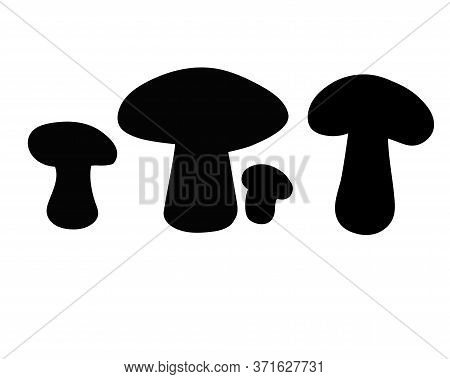 Mushrooms - Black Vector Silhouettes For Logo Or Pictogram. Set Of Mushrooms - Silhouettes Of Mushro