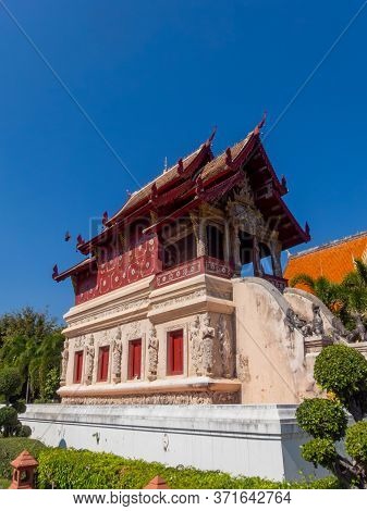 Wat Phra Singh Temple Chiang Mai Thailand-11 January 2020:construction Of Wat Phra Singh, B.e. Year 