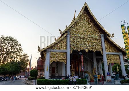 Chiang Mai Thailand-10 January 2020:wat Chedi Luang Temple,built During The Reign Of Phaya Saen Muea