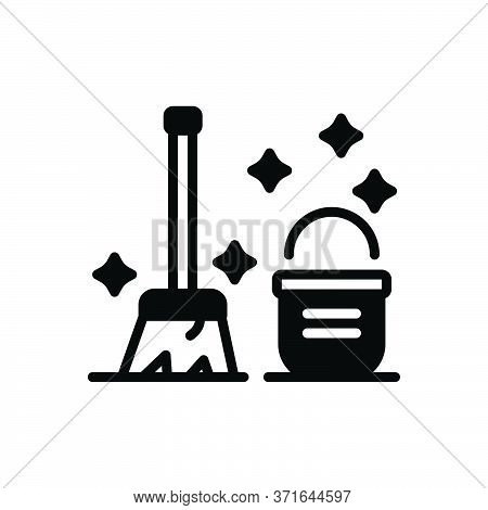 Black Solid Icon For Clean Neat Distinguishable Brooms Bucket