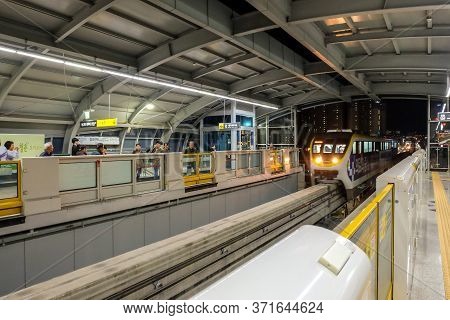 Daegu, South Korea - April 4, 2019: Daegu Monorail Train Is Daegu Subway Line 3. It Is The First Pub