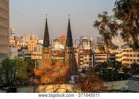 Daegu,south Korea: April 4 ,2019: Daegu Gyesan Catholic Church (1st Church).built By Priest Robert, 
