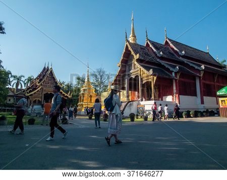 Wat Phra Singh Temple Chiang Mai Thailand-11 January 2020:construction Of Wat Phra Singh, B.e. Year 