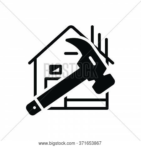 Black Solid Icon For Build Construction House Making Harmer