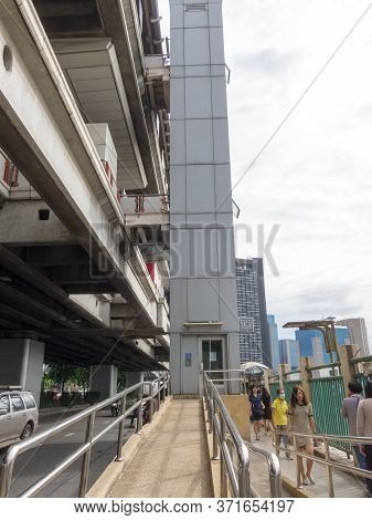 Mochit Bts Station Bangkok,thailand-18 August 2018: Elevated Bts Sky Train For Disabled On, 18 Augus