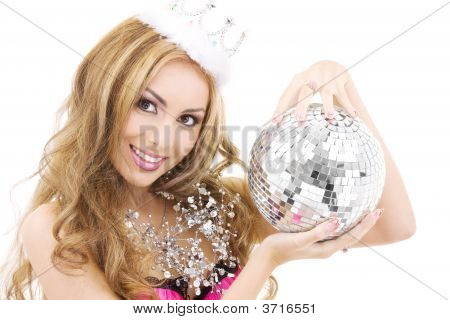 Bella fata In corona con sfera da discoteca