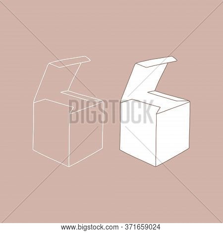 Open Box Mockup. Vector Illustration. Empty Cardboard Container Template.