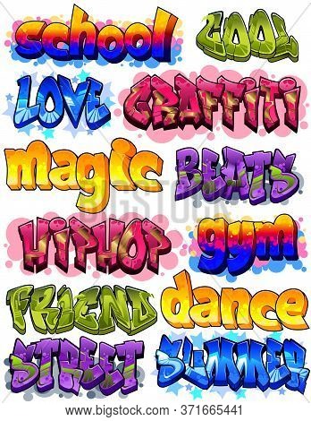 A Cool Graffiti Name Illustration Inspired By Graffiti And Street Art Culture. Vivid Vibrant Colors,