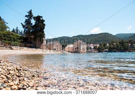 Small Picturesque House Of Saint Jerolim, Stone Greek Style Building Standing On The Waterfront Of S