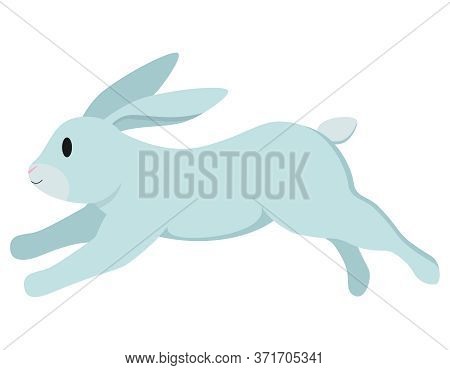 Jumping Cute Rabbit. Animal In Cartoon Style Isolated On White Background.