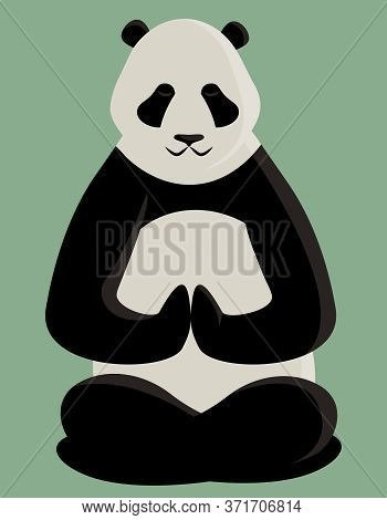 Panda Doing Yoga. Cute Animal In Cartoon Style.
